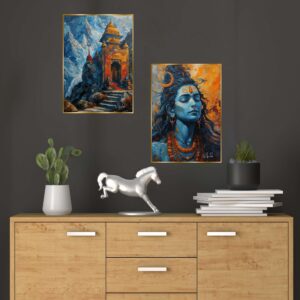 Set of Two Wall Paintings for Wall Dacoration Golden Framed Wall Paintings for Living Room & Bedroom Wall Art for Home Decoration & Office Wall DΓ©cor (14x11 inch CH-GD2-7)