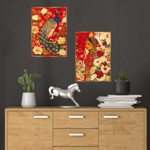 Set of Two Wall Paintings for Wall Dacoration Golden Framed Wall Paintings for Living Room & Bedroom Wall Art for Home Decoration & Office Wall DΓ©cor (14x11 inch CH-GD2-3)