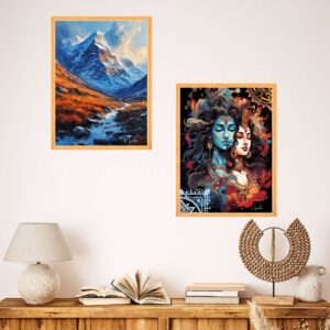 Set of Two Wall Paintings for Wall Dacoration Golden Framed Wall Paintings for Living Room & Bedroom Wall Art for Home Decoration & Office Wall DΓ©cor (14x11 inch CH-GD2-21)