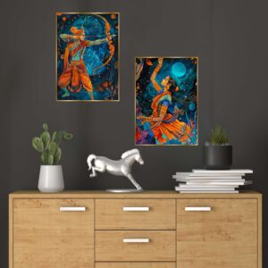 Set of Two Wall Paintings for Wall Dacoration Golden Framed Wall Paintings for Living Room & Bedroom Wall Art for Home Decoration & Office Wall DΓ©cor (14x11 inch CH-GD2-4)