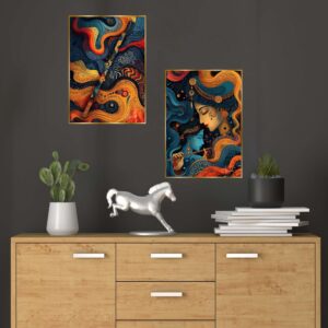 Set of Two Wall Paintings for Wall Dacoration Golden Framed Wall Paintings for Living Room & Bedroom Wall Art for Home Decoration & Office Wall DΓ©cor (14x11 inch CH-GD2-6)