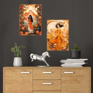 Set of Two Wall Paintings for Wall Dacoration Golden Framed Wall Paintings for Living Room & Bedroom Wall Art for Home Decoration & Office Wall DΓ©cor (14x11 inch CH-GD2-20)