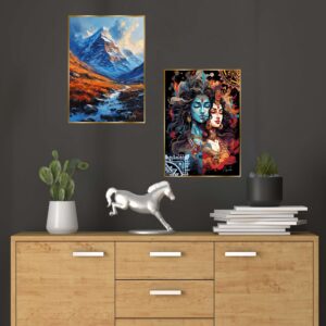 Set of Two Wall Paintings for Wall Dacoration Golden Framed Wall Paintings for Living Room & Bedroom Wall Art for Home Decoration & Office Wall DΓ©cor (14x11 inch CH-GD2-9)
