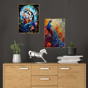 Set of Two Wall Paintings for Wall Dacoration Golden Framed Wall Paintings for Living Room & Bedroom Wall Art for Home Decoration & Office Wall DΓ©cor (14x11 inch CH-GD2-5)